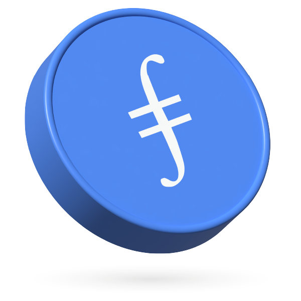 Filecoin (FIL) logo with current market value.