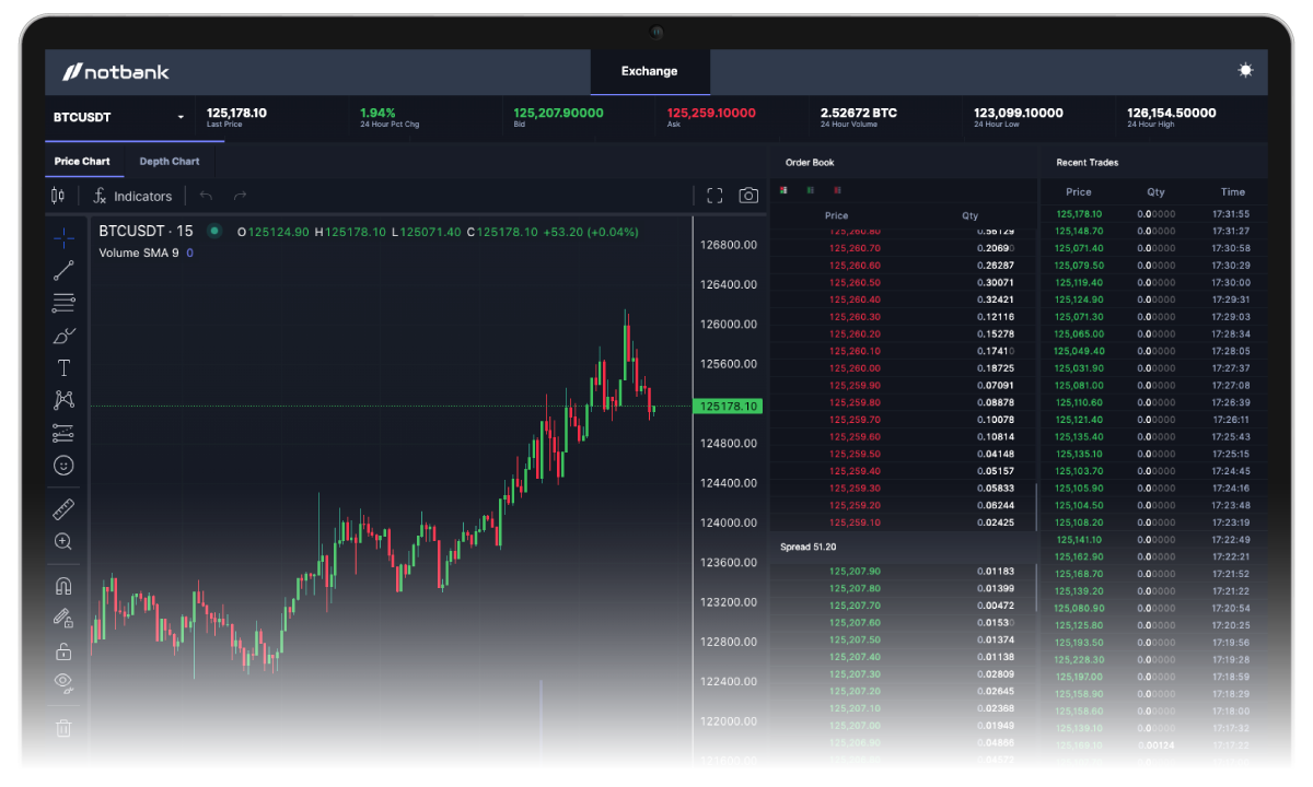 Imagem de interface de usuário para plataforma de criptomoeda.