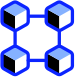 Ícono de descentralización de criptomonedas.